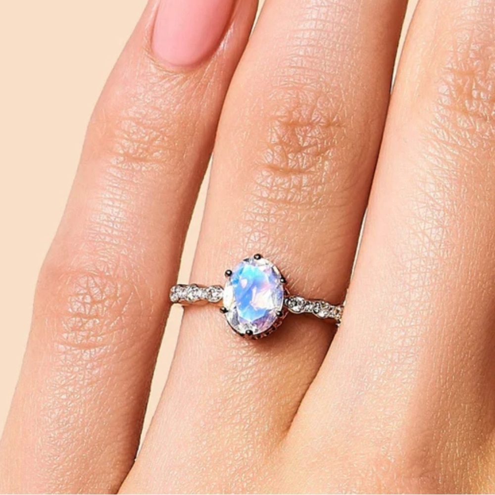 Solid 14k Rose Gold, Rainbow Moonstone Ring!